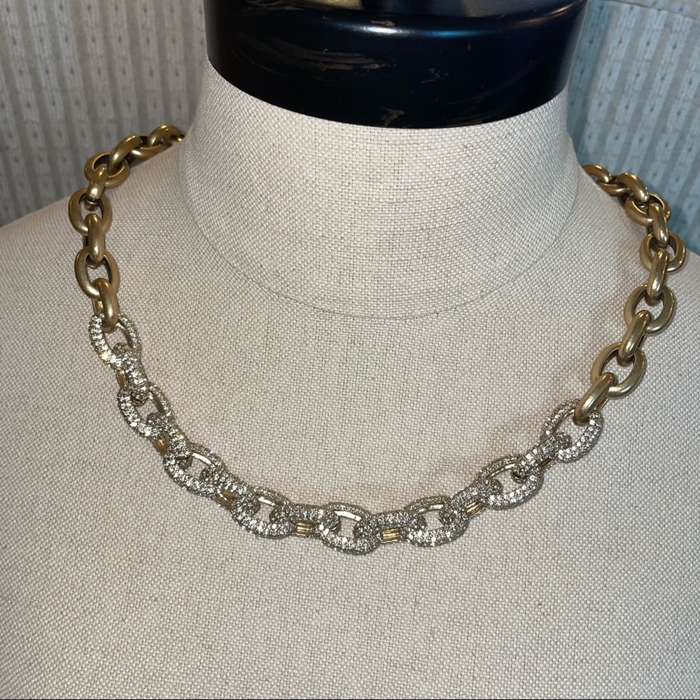 J Crew Pave Link Gold Necklace